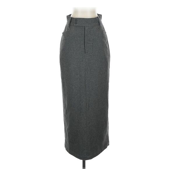 VTG Polo Sportswoman Ralph Lauren Wool Cashmere Grey Midi Pencil Skirt 4 - Picture 1 of 4